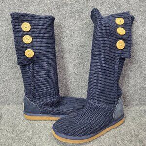 Ugg Boots Classic Cardy Women’s 8 Sweater Knit Tall 5819 Winter Comfort Blue